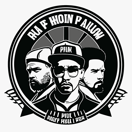 a vector style logo based on the hip-hop band House of Pain, black and white, simple