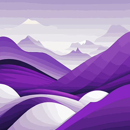 16:9 simple vector style wallpaper white waving hills landscape, rounded, soft, purple sky