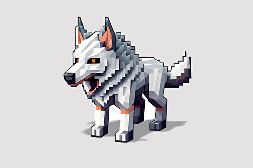32 bit artic wolf enemy sprite game, facing right, scary design, straight white background, no shadow, vector art style
