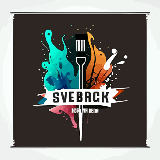 Logo that incorporates art elements, paint brush and a laboratory elements Vector, 2d, minimalistic