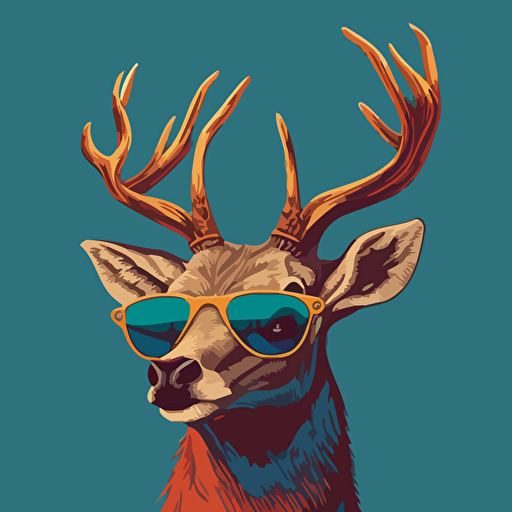 deer wearing sunglasses flat color vector art
