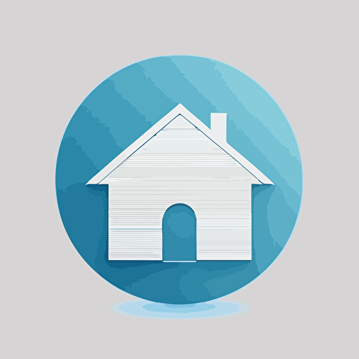 House, circular logo, vector, flat, modern, ultra minimalistic, simple drawing, plain white background blue logo