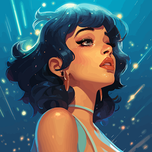 cardi b, gazing in wonder at a quasar, Clear, detailed face. Clean Cel shaded vector art by lois van baarle, artgerm, Helen huang, by makoto shinkai and ilya kuvshinov, rossdraws, illustration