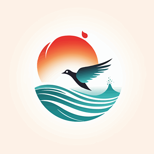 Create a minimalistic logo for a healthcare tehcnology startup, flat vector, modern, modern colors, cardinal flying through tidal wave