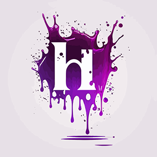 Lettermark logo of 'H', abstruct splashed water, High quality logo design, Vector, Minimal, white background, transparent background, purple color, super simple, illustration,