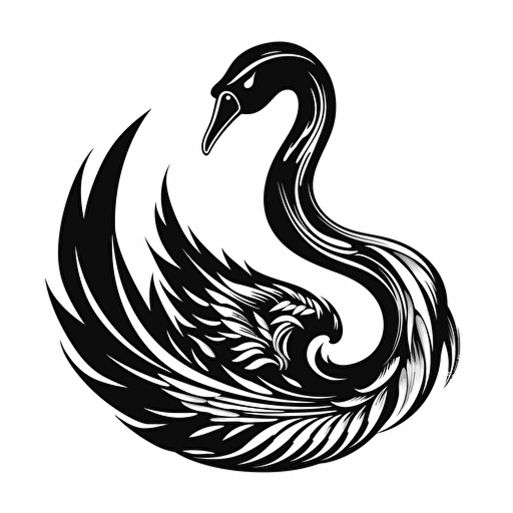 iconic pictorial logo of cygnus swan under the text "NOX", black vector, white background