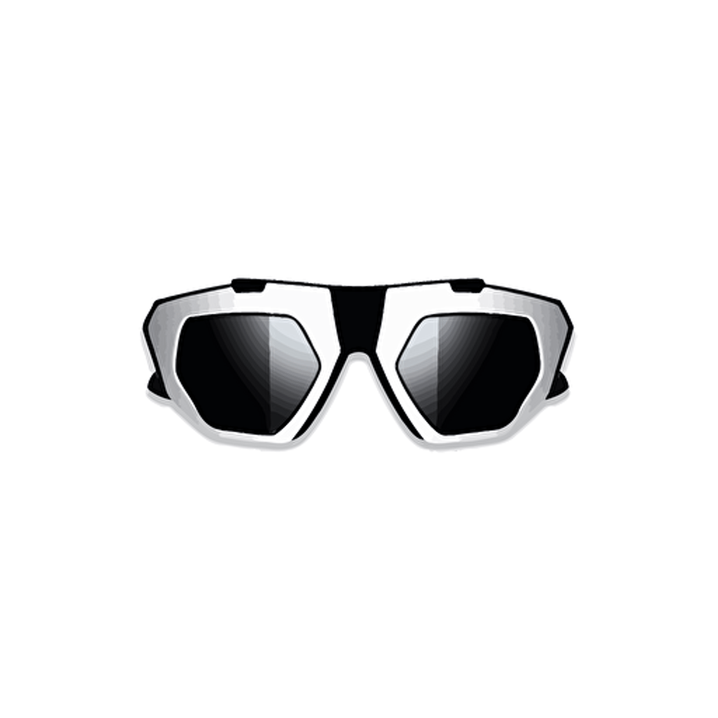 minimalist,classis,futuristic iconic logo of rave sunglasses , black vector, white background