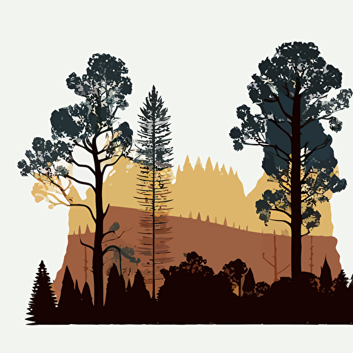 flat vector illustration of tree line silhouettes, sedona, muted colors, high resolution