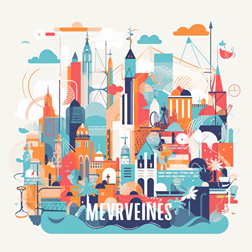 travel style poster of melbourne, vector art, abstract