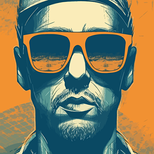 rectangular face with sunglasses, vector artwork