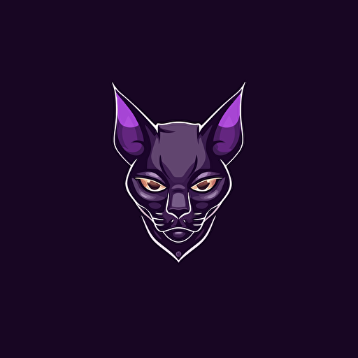 purple logo of black sphinx-cat, simple, vector, company logo