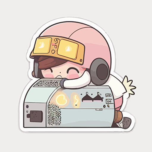 welder , Sticker, Cute, Soft Color, Kawaii, Contour, Vector, White Background, Detailed