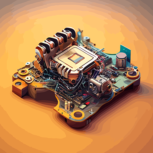 electronic component on circuit board, vector art, inspired by nevercrew, reddit, beautiful art uhd 4 k, trending on artstration, best of behance, looking friendly, positive empathic in energetic atmosphere