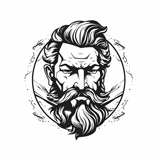 Alpha male ancient greek illustration, frontal looking, minimal, outline strokes only, black and white, logo, vector, minimalistic, white background