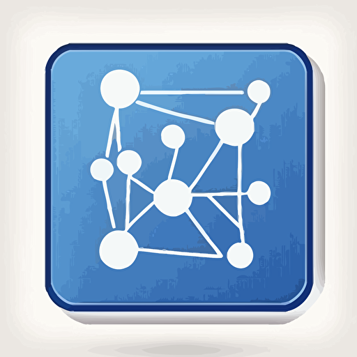 icon, simple vector blueprint, neural network, white background, square