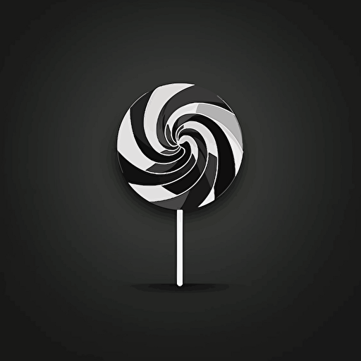 iconic logo of lollipop, minimal, design, white vector in black background