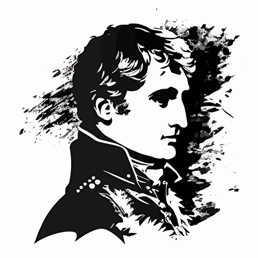 napoleon bonaparte in a vector style with no background in black and white colo