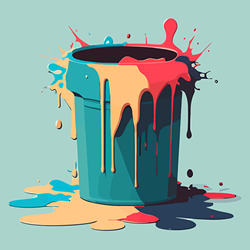 Flat design of spilled paint bucket, high quality, vector art, clean background