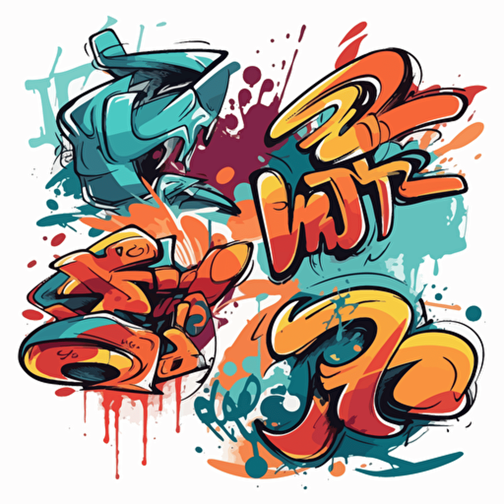 Vector graffiti tags, lettering illustration, isolated design element