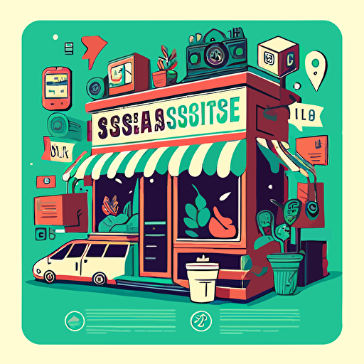 a vector 3 color illustration of a social commerce ecosystme