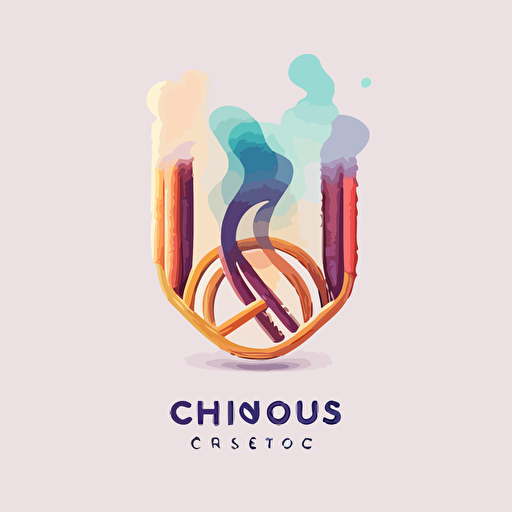 minimalist logo, vectorial, colorful, cooking churros in gas fog, on white background