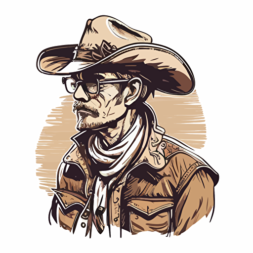 Cowboy with glasses doodle vector ilustration