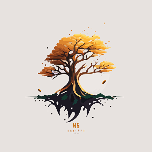 minimalist logo, vector illustration, a gigantic and useless tree