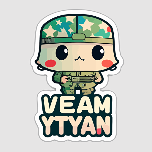 sticker, text that say Veteran. , kawaii, contour, vector, white background s 1000