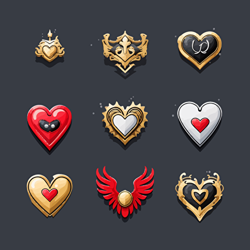 set of heart logo vector flat ar 16:9