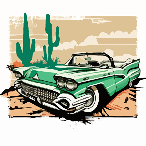 a comic book style version of a slab style car from Houston, illustrated, vector art, convertible