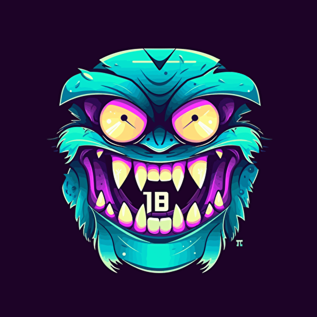 the letters B-P-Z with eyes and teeth, logo, logo design, ar 1:1, vector, stylized,