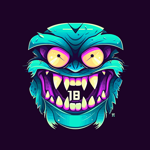 the letters B-P-Z with eyes and teeth, logo, logo design, ar 1:1, vector, stylized,