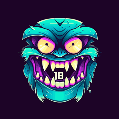 the letters B-P-Z with eyes and teeth, logo, logo design, ar 1:1, vector, stylized,