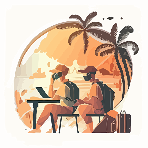 Students studying during vacation in digital vector style illustration