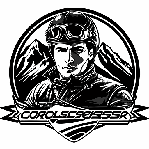 grossglockner logo with motorcycle driver, vector, black and white