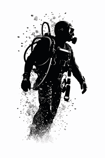 silhouette of a scuba diver, vector, svg, white backgroun