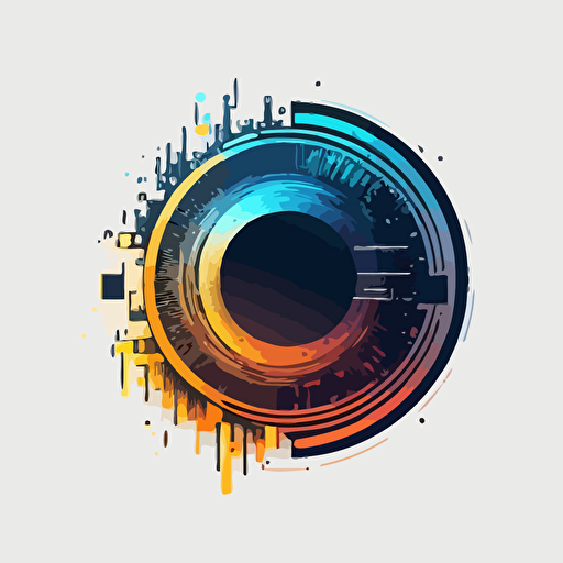vector illustration of digital circle, tech circle, IT elements, simple, logo