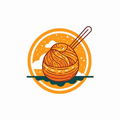 Logo for knitting company, orange color, vector style, logo style, white background, No text, png