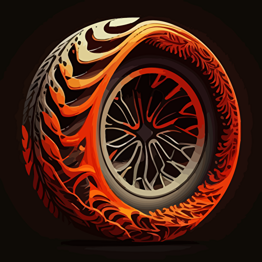 vectorize logo of a tire in lava orange colorway