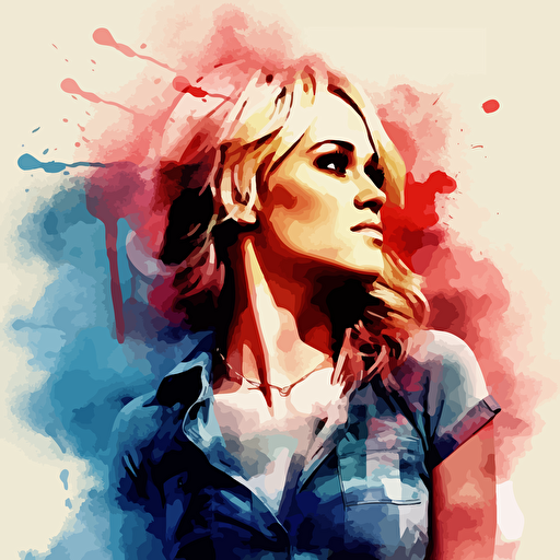Carrie Underwood, water colour, Horror, vector