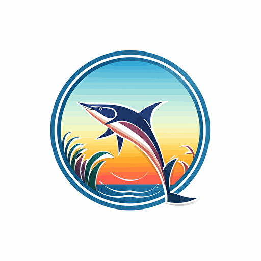 stylished logo, tail of thresher shark, vector, tropical , circle