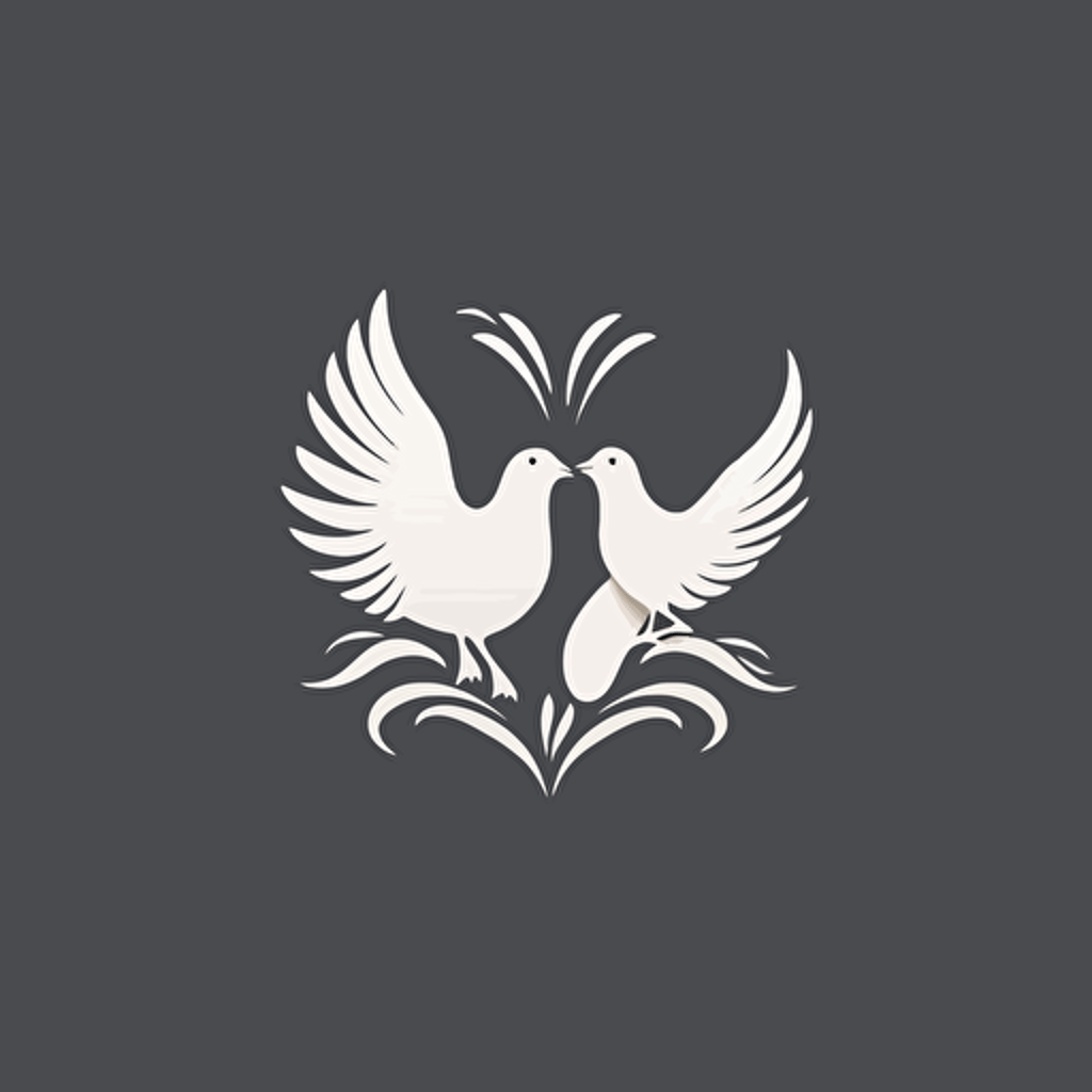 Minimalist couple of doves, logo element, vector illustration, outline, Trending on artstation