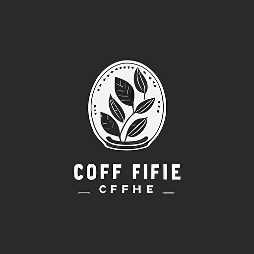 flat, 2d, vector minimalist modern coffee logo, black and white