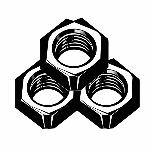 6 sided pal nut fastener, black and white, symmetrical, vector clip art, sillouette, no depth