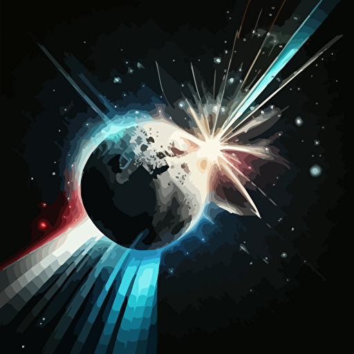 Design, laser beam, spark, earth and moon, white background, insanely detailed Vector illustration, style by Illumination