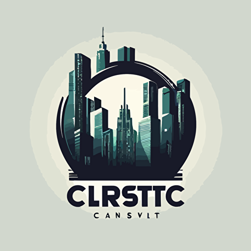 modern, vector, minimalistic, flat, logo for radio station, city, metropolis, letter c