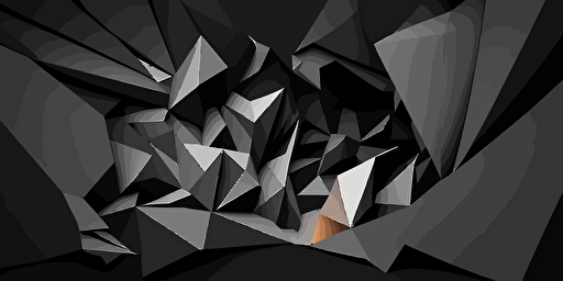 minimalist, vectorized, grey and black colors, print layer , delicacy, elegant, polygon smooth pattern, dark background