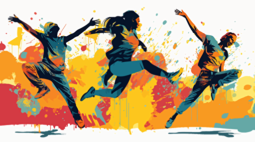 vector illustration of a jumping and dancing around in vivid colors