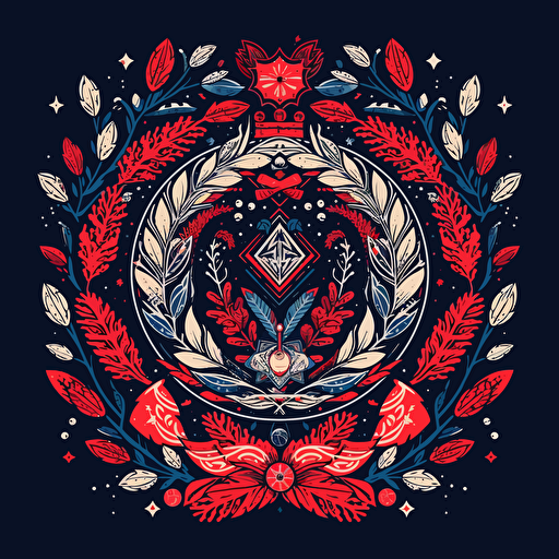 United Sol Alliance, Space theme, laurel wreath, embroidered, red, white, blue, blue background, red border, logo, vector art