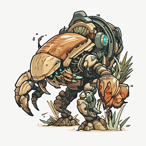 vector art sticker of seashell mecha, no background